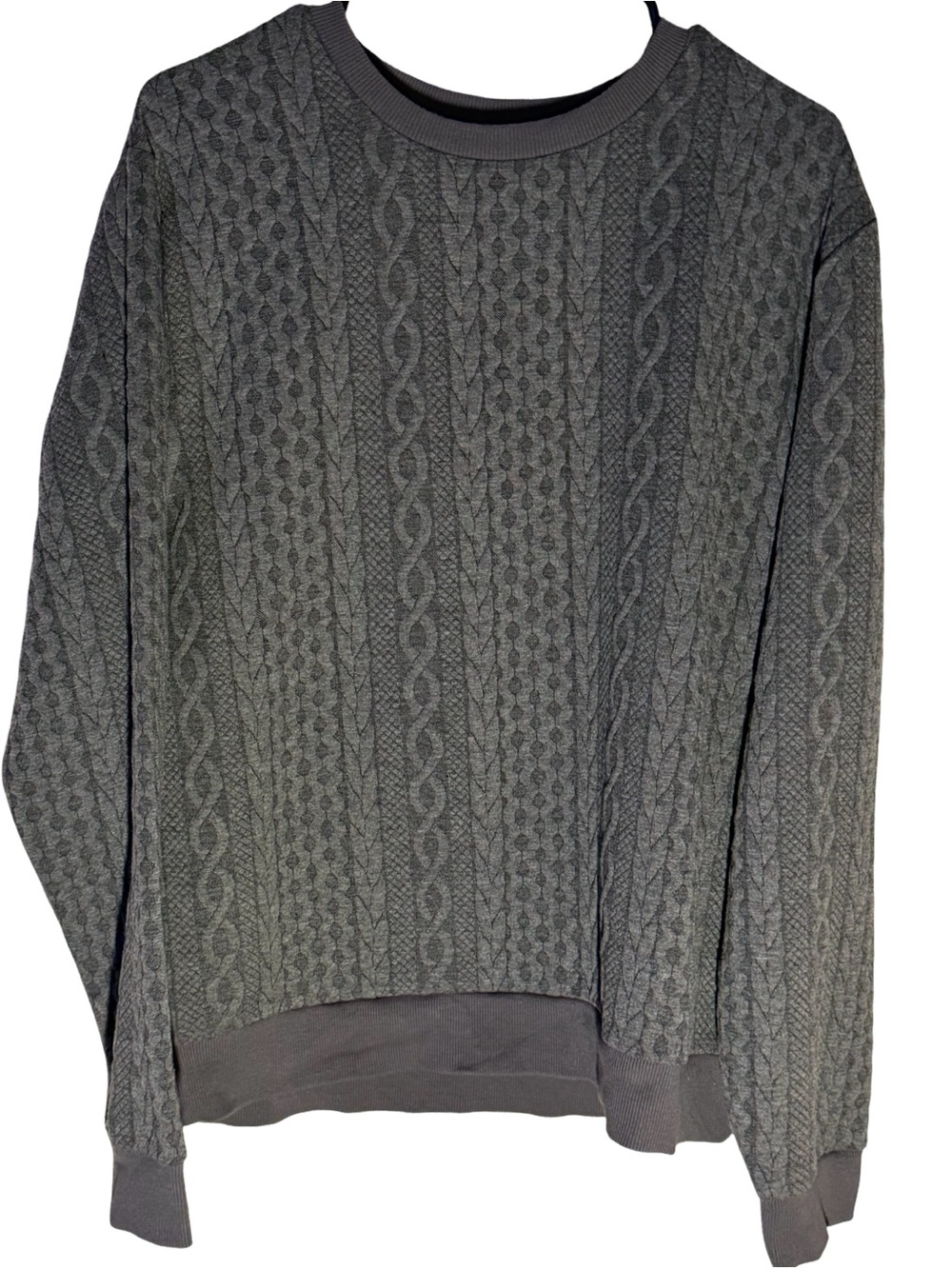 Liverpool Men's Charcoal Garment Cable-Knit Crewneck Sweater - Picture 2 of 6